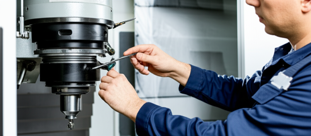 Maz CNC technician diagnosing and repairing a Fanuc CNC machine on-site